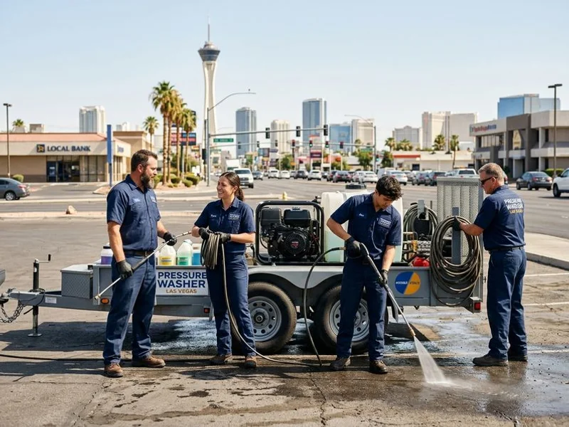 Pressure Washer Las Vegas team with hot-water equipment