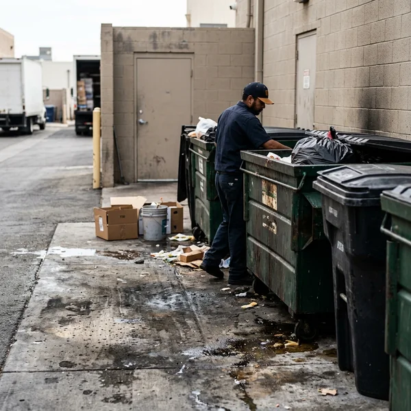 Dumpster pad before degreasing