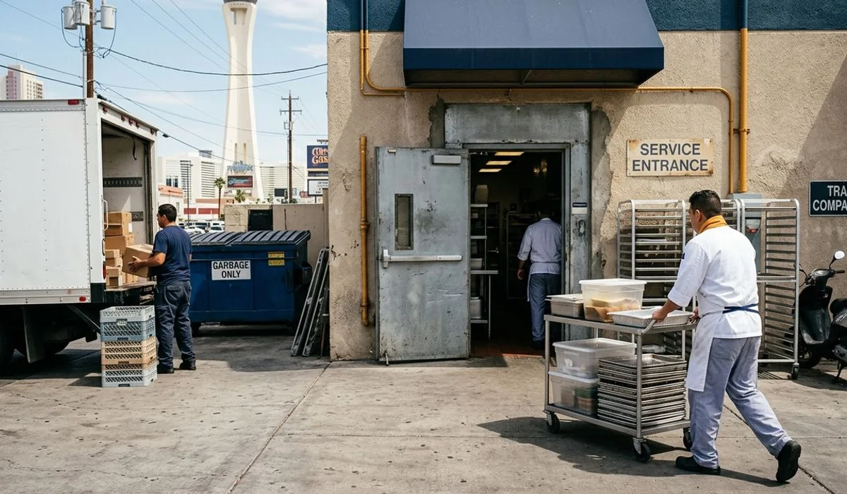 Clean commercial kitchen exterior service area