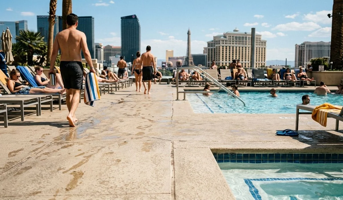 Clean cool-deck surface around a pool