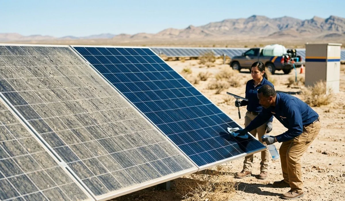 Clean vs dirty solar panel comparison