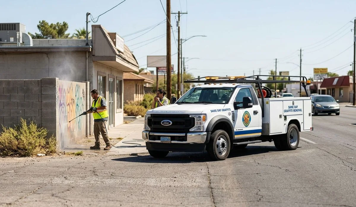 Same-day graffiti removal response vehicle